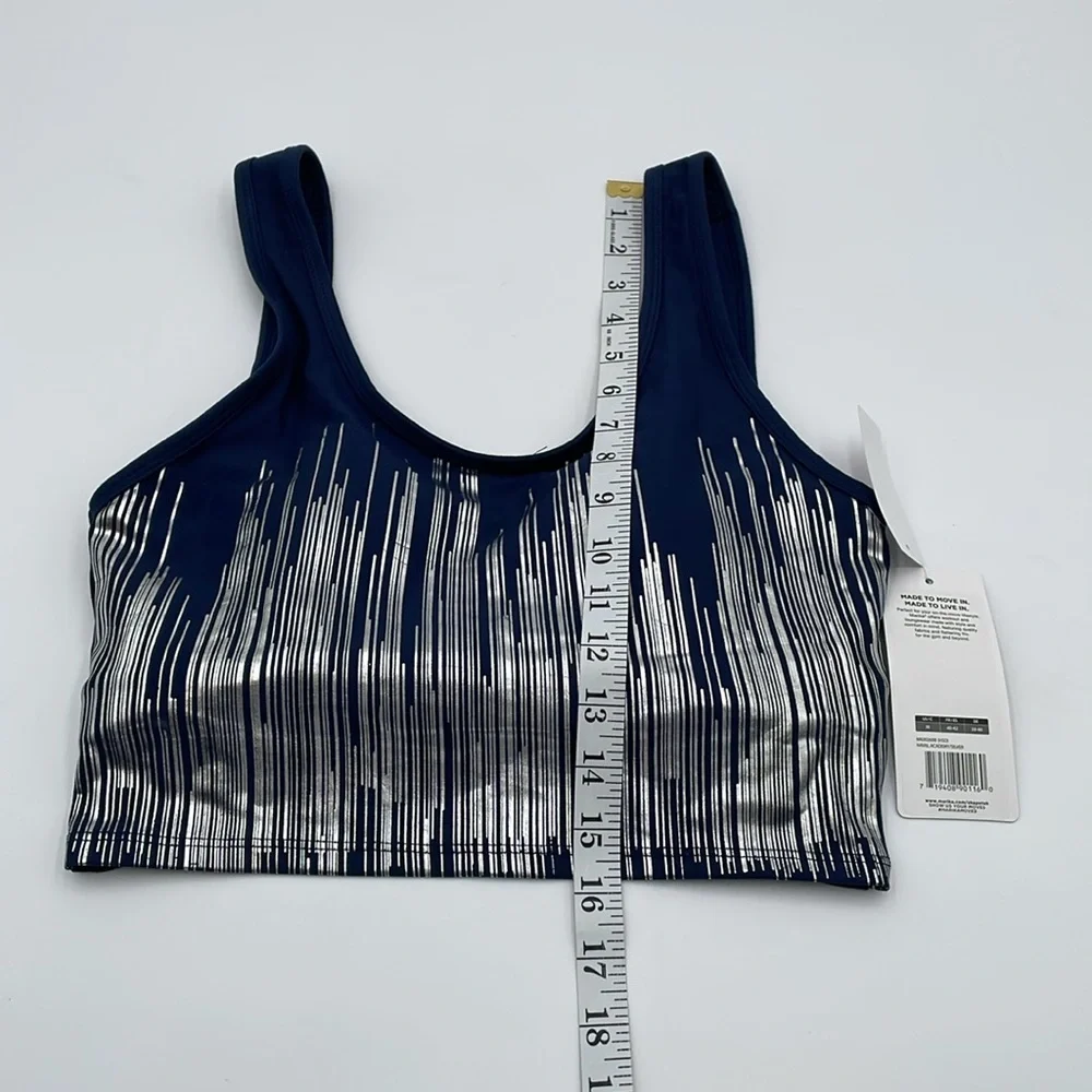 Marika Flex Navy & Metallic Silver Sports Bra Low Impact‎ Removable Bra Pads